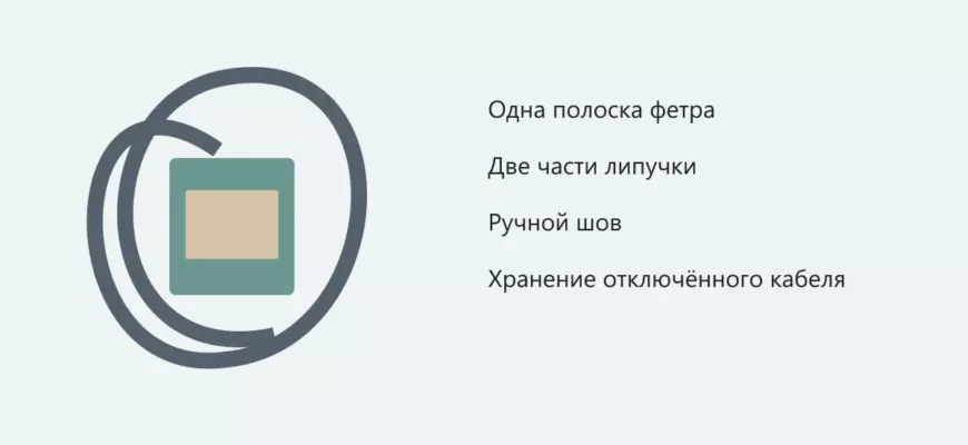 Схематичная иллюстрация фетровых держателей с липучкой для хранения отключённых кабелей